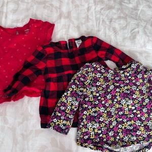 🌻3/25$ Set of 3 baby girl tops : 6-12 months